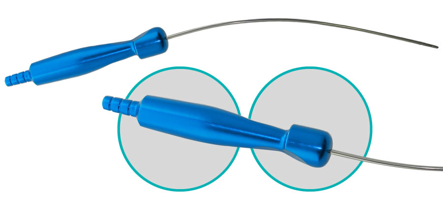 Cannula 3.0mm, 26cm, Curved 45º, integrated handle