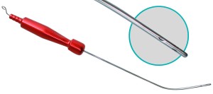 Cánula 3.0mm, 26cm, Curva en la punta 30º, mango integrado